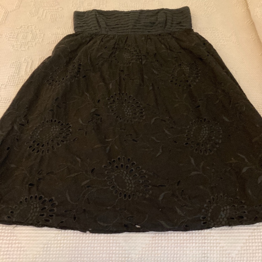 Black Strapless Eyelet Sundress with Neck Ties